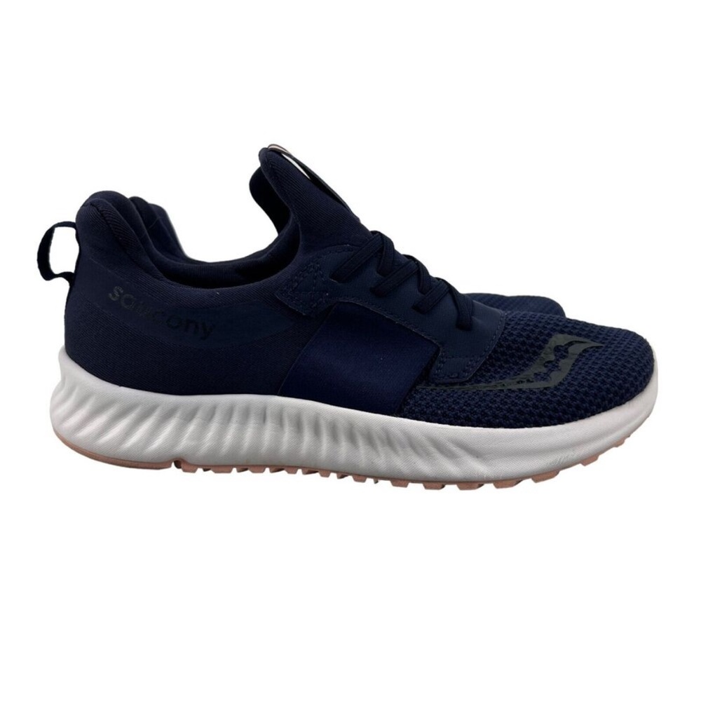 Saucony Womens 10 Running Shoe Navy Athletic Stretch & Go Breeze Slip On Sneaker